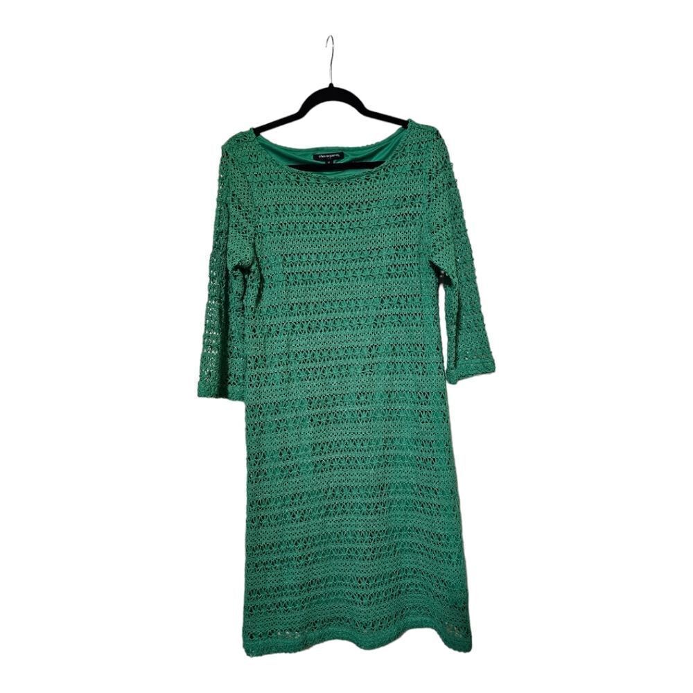 SHARAGANO Green Knitted Dress - Size 14